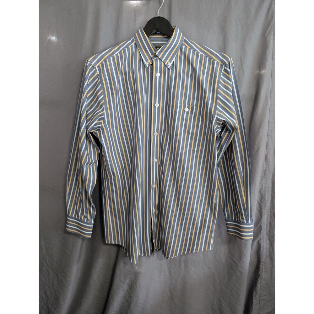 Orvis Shirt Mens Medium Brown Yellow Window Pane Plaid Long Sleeve Button Up M
